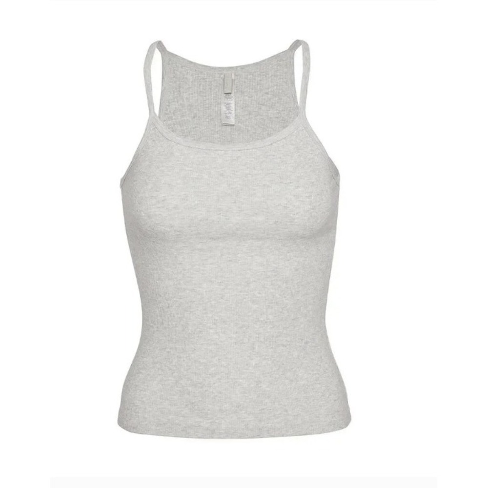 Skims Cotton Rib Scoop Tank SL-TNK-6312W Light Heather Grey XL Womens Sleeveless